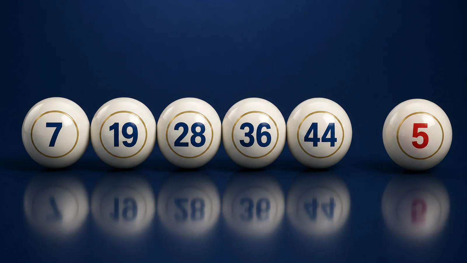 Five cream France Lotto balls and one red Chance ball